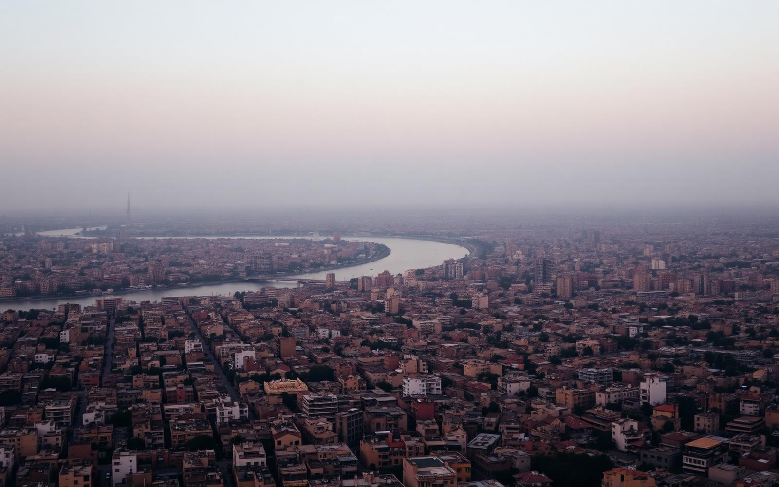 Cairo skyline and the Nile at dusk