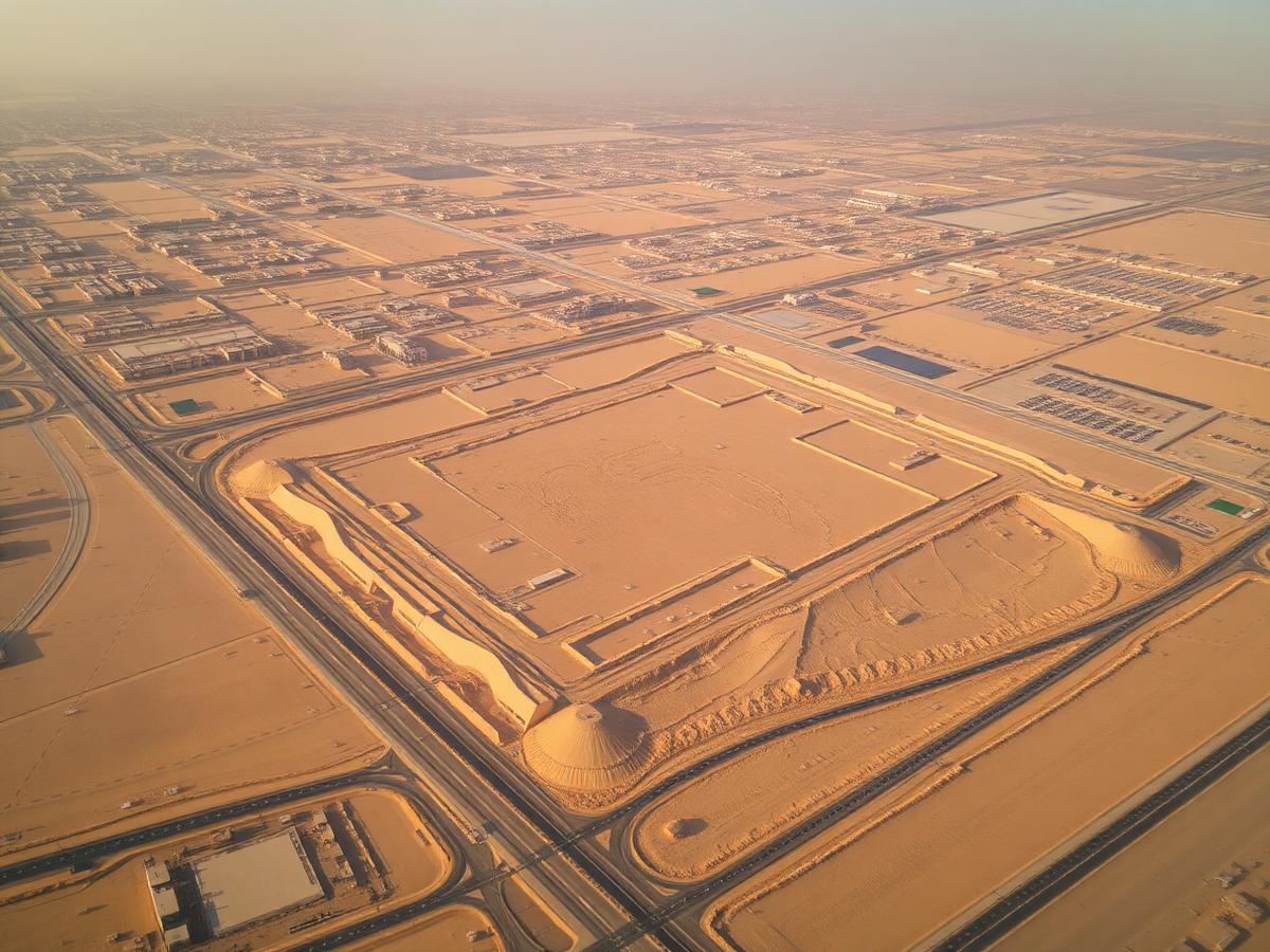 Aerial view of land parcels on the edge of a growing Egyptian city